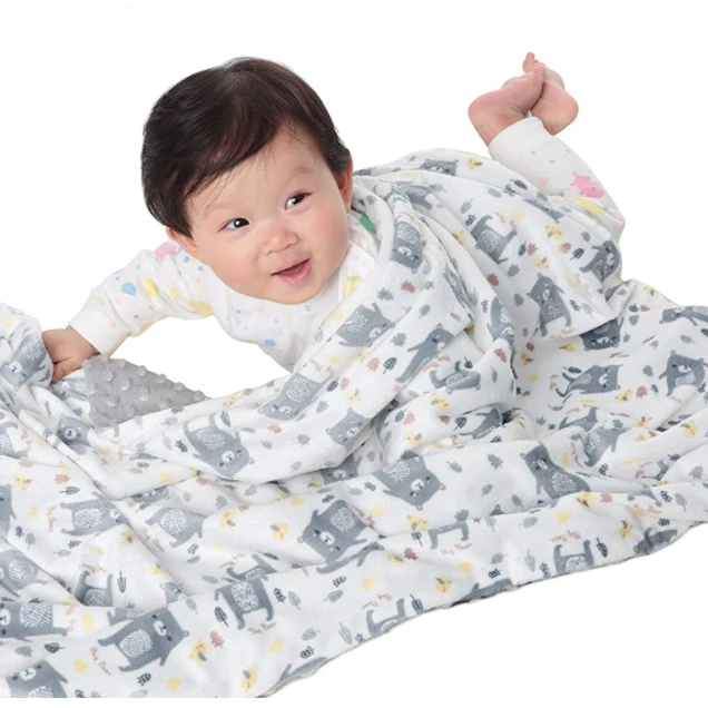 Super Soft Double Layer Minky with Dotted Backing Receiving Blanket Fleece Baby Blanket