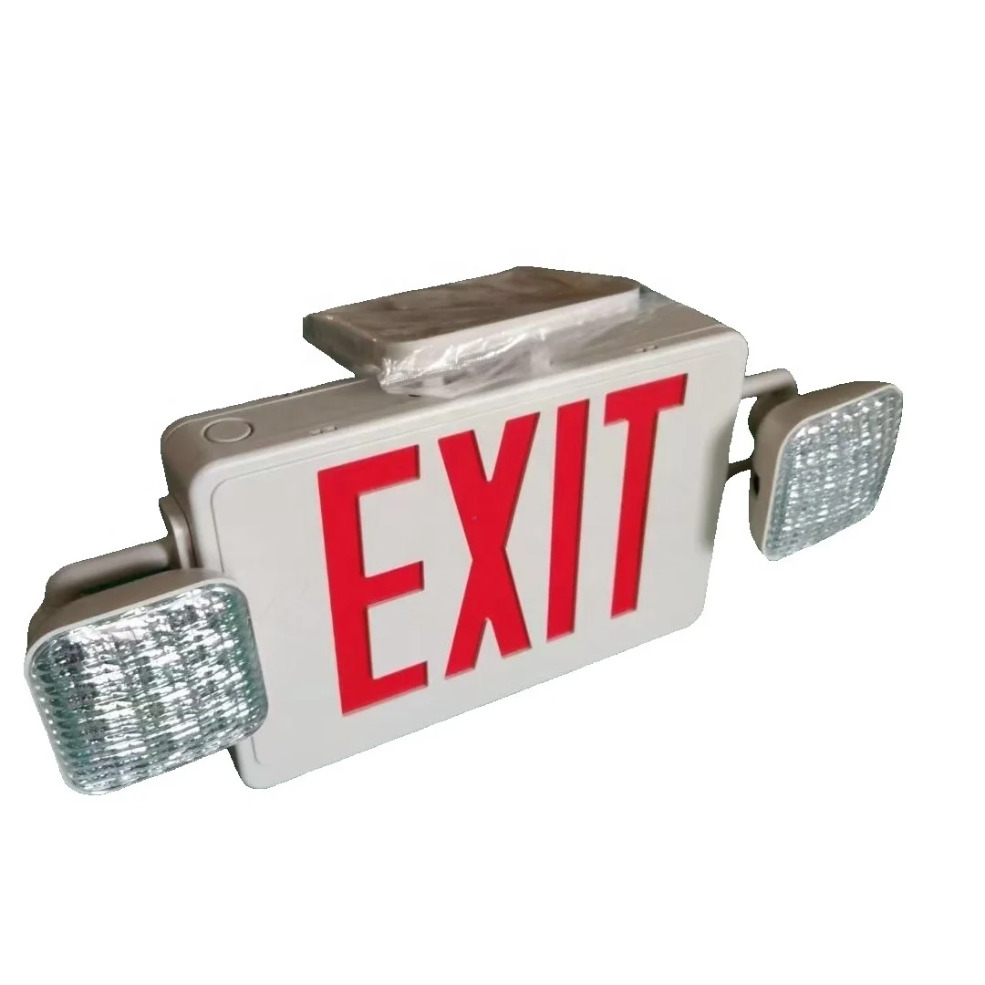 Wall hanging fire twin spot heads led emergency exit sign light