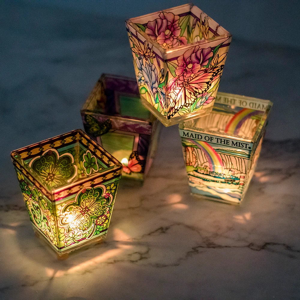 Clear Crystal Candle holder 3D  Candle Holder Vase Amphibious vase and Clear Stained Glass Gift Glass Candle Jar Home Decor