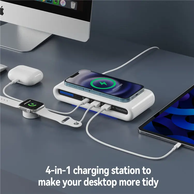 4 in 1 Fast Charge 15W Wireless Charging Station For iPhone 13 12 11 Pro Max Samsung S22 USB Type C Multifunction Charger