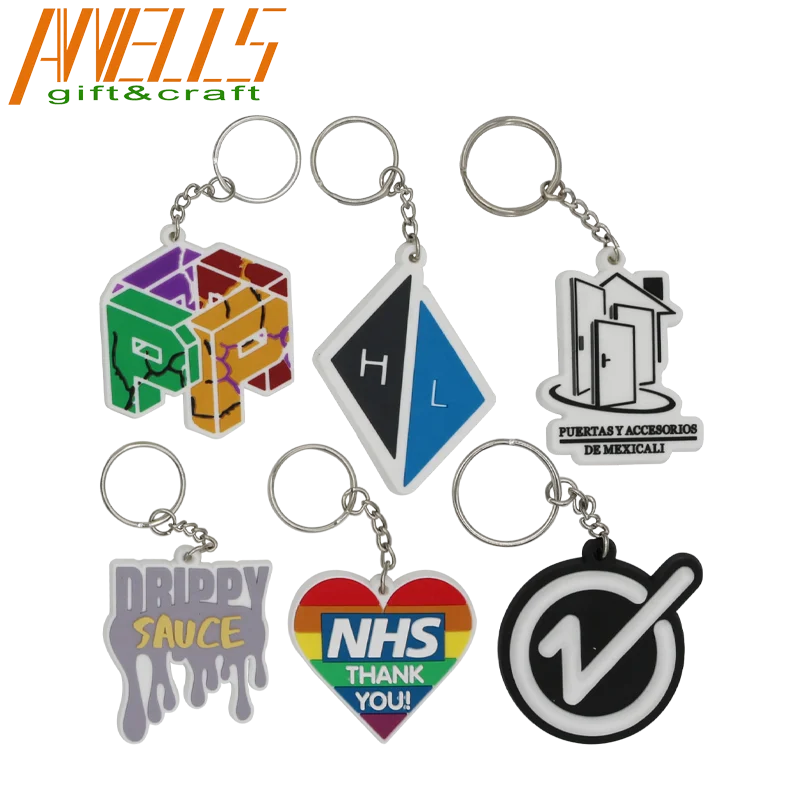 Woman Men Bag Charm Accessories Key Tag PVC Plastic Rubber Key Rings Pendant Gifts Cartoon Cute PVC Figure Keychain