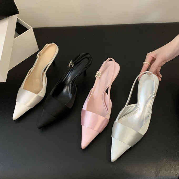 Sandals Women High Heels Shoes Fashion Summer Slippers 2024 New Pointed Toe Sexy Dress Wedding Pumps Slingback Mujer Zapatillas