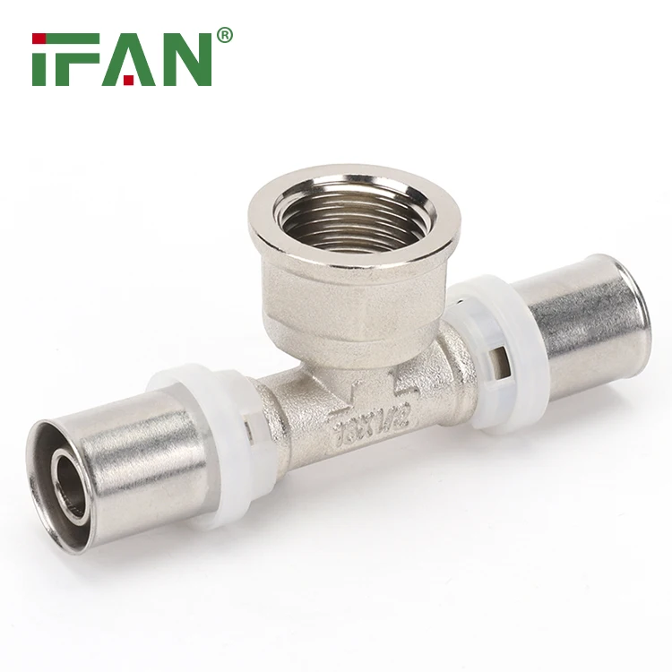 IFAN 16-32mm Water Supply Fittings PEX Press Brass Female Equal Tee Fittings