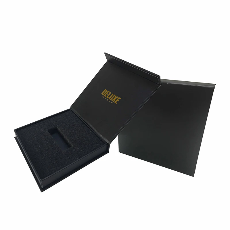custom paper rigid usb flash drive wedding gift packaging box with foam insert