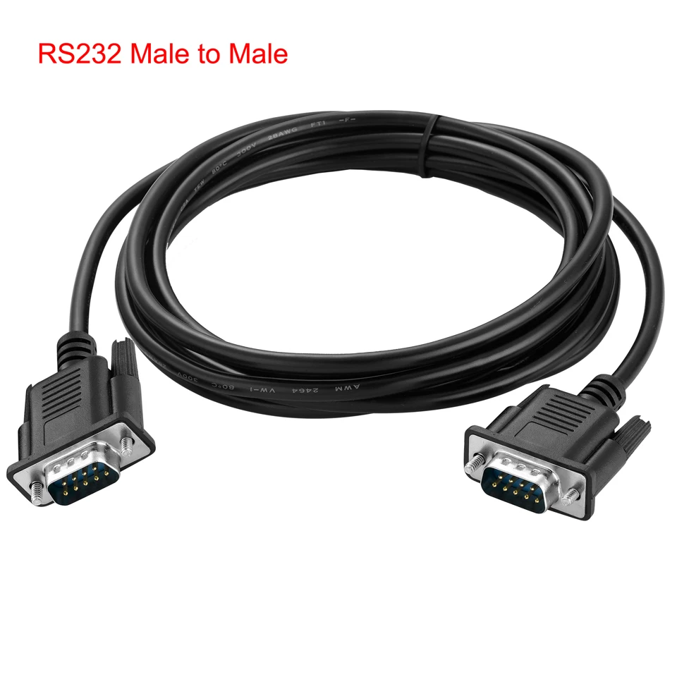 Serial Cable DB9 RS232 Black Copper DB9 Male to Male RS232 Extension  Serial Null Modem Cable M/M 9 pin RS232