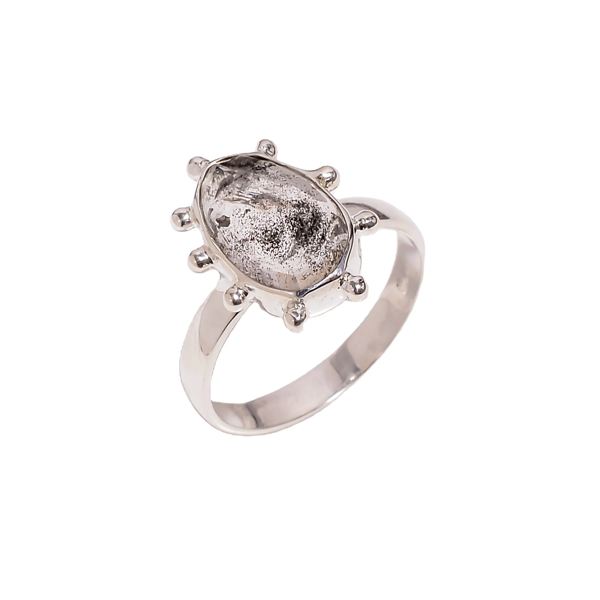Herkimer diamond ring 925 sterling silver custom wholesale jewelry for women and girls handmade silver rings suppliers