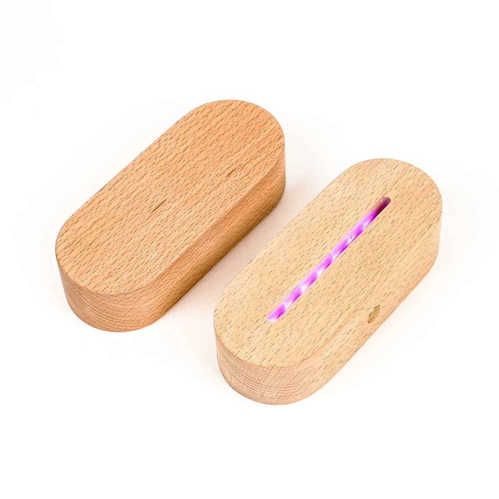 wood base stand for led acrylic sign 7 color led oval wooden night light base