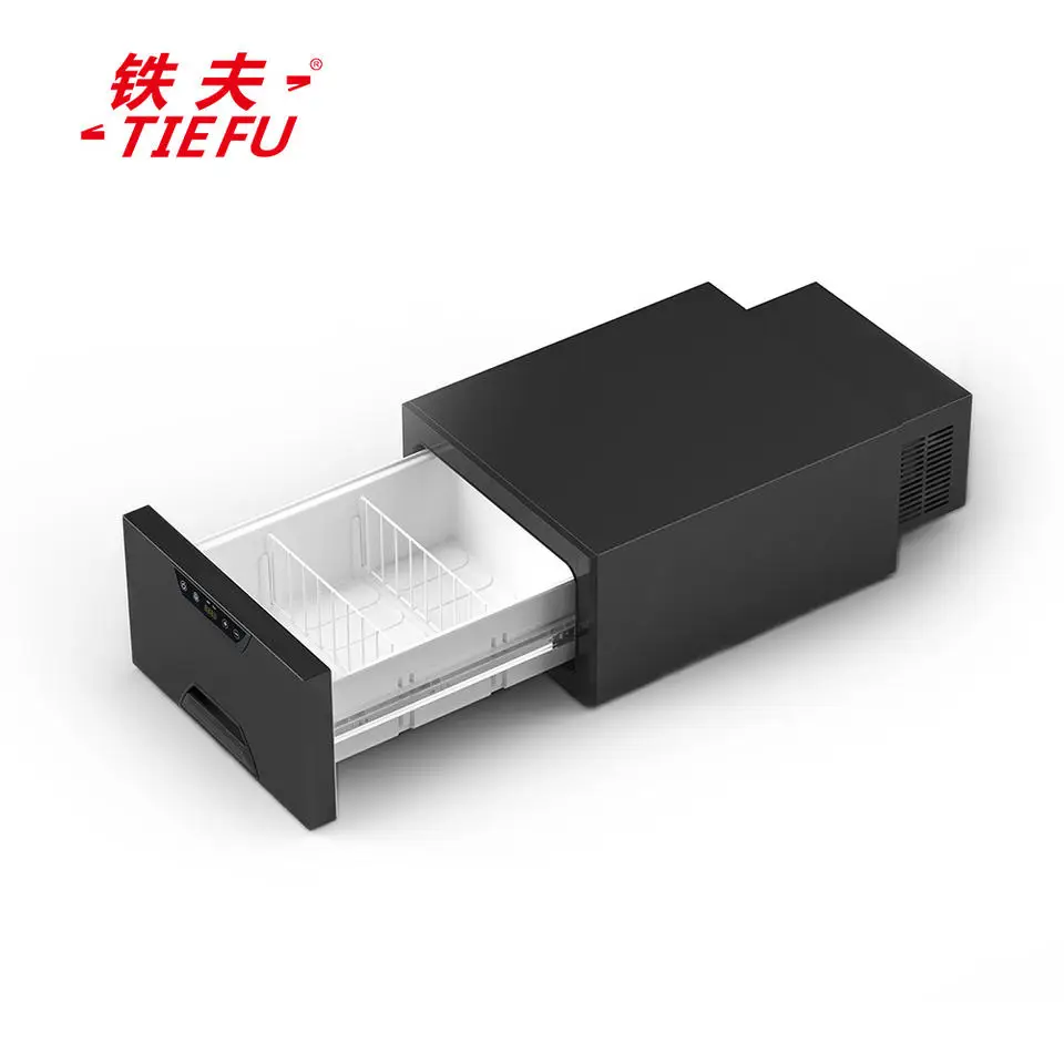 Mini 30L Drawer Portable DC 12V 24V Car Fridge Convenient Compressor Refrigerator Freezer Small Black Car Fridge
