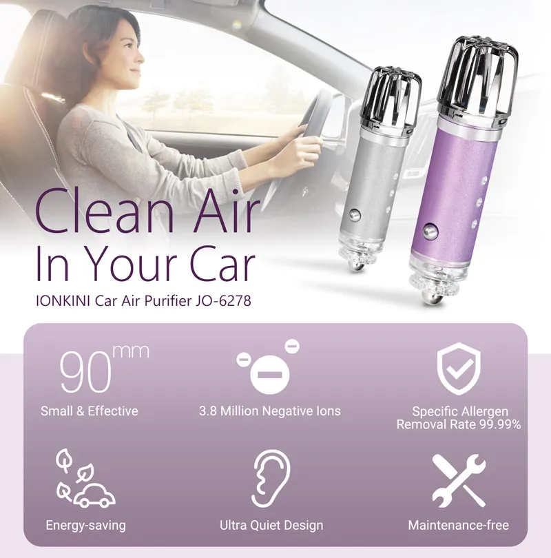 JO-6278 New Generation Car Air Purifier Ionizer Airpurifier