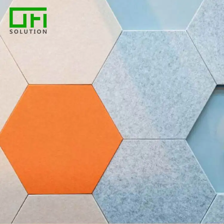Eco- Friendly European Standard Soundproof Acoustic Polyester Fiber Hexagon Panels