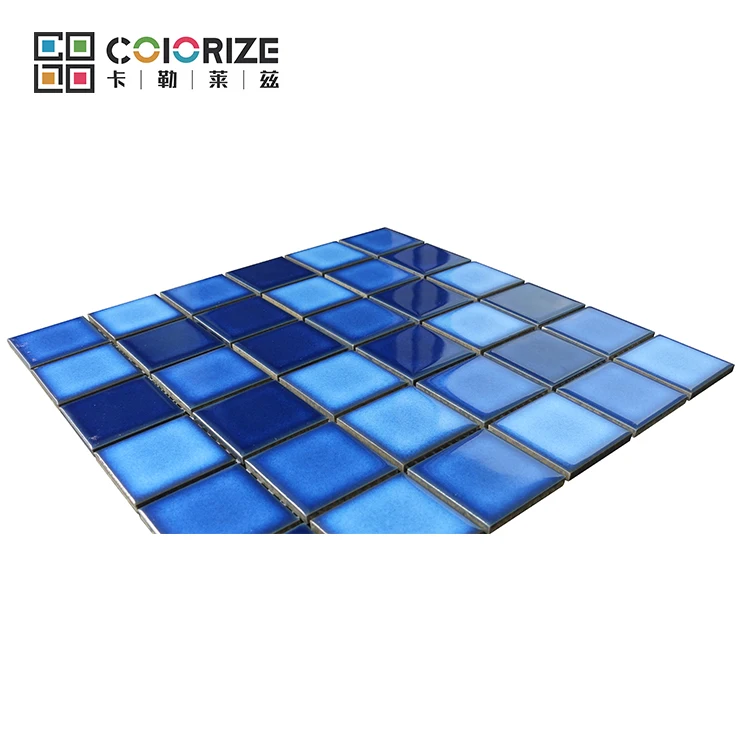 Colorize Foshan Factory Cheap Navy blue Porcelain swimming pool Mosaic Tile Kiln Vary 306x306mm ceramic mosaic tile