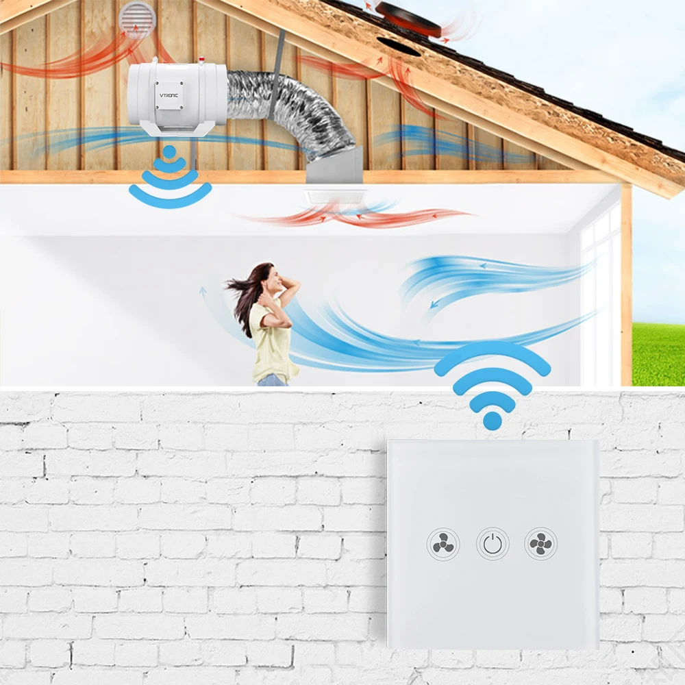 VTRONIC 8-дюймовый беспроводной пульт дистанционного управления Встроенный воздуховод вентилятор для выращивания тента чердака вентиляции усилитель воздуха и выхлопа (8 дюймов)