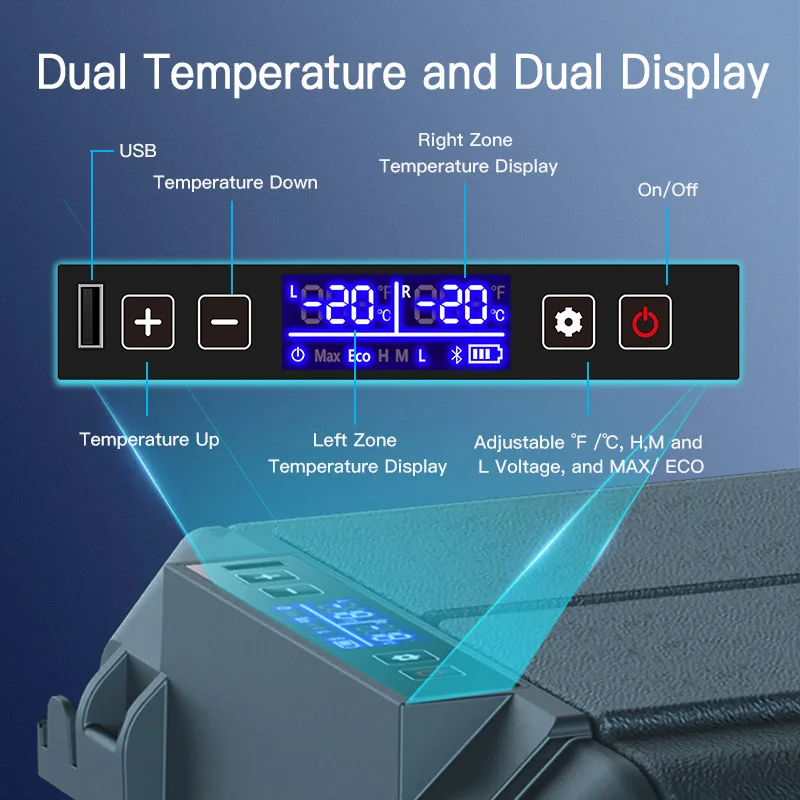 Large Capacity 38/48/58L Outdoor Car Fridge 12V 24V Car Refrigerator 240V Camping Fridge Freezer Portable