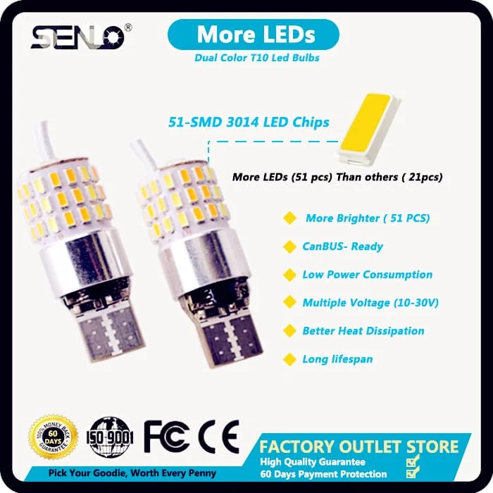 Motorcycle dual color led Turn signal lights T10 w5w 168 175 2825 led wedge bulb bicycle turn signal light