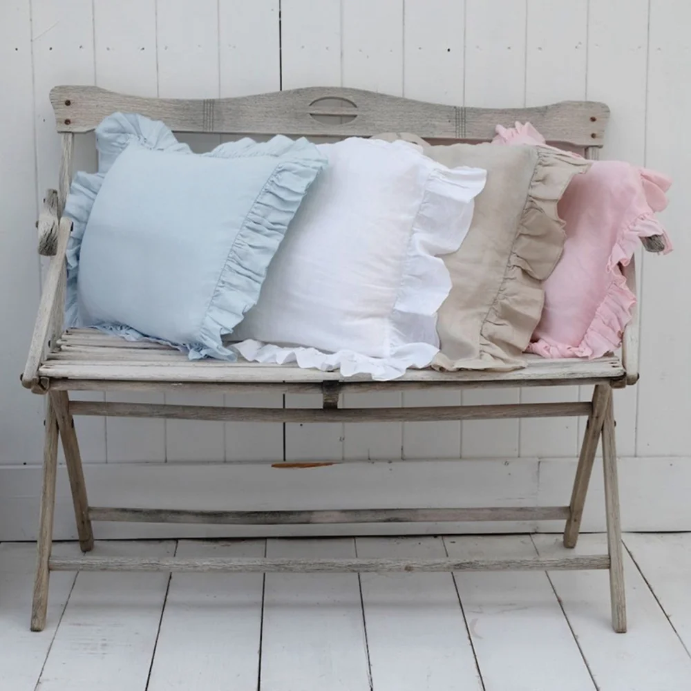 Custom 100% Linen hemp bedding product Scandinavian Nordic style interior decor natural color Sham Pillowcase