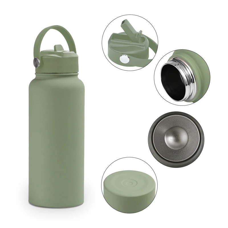 Custom LOGO 32oz soft touch rubber paint sports tumbler 1000ml Insulated vacuum flask stainless steel gym sports water bottle