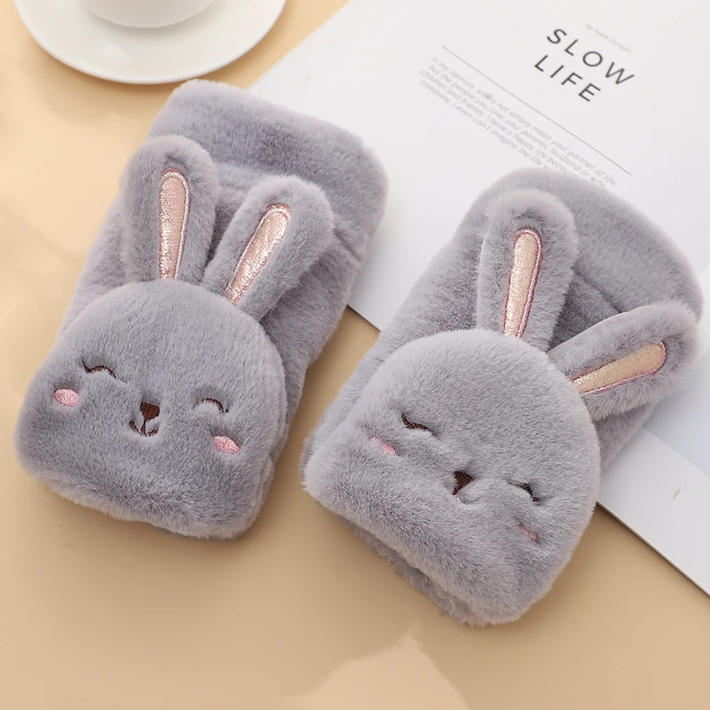 Недорогие мягкие зимние безпальцевые модные Волшебные женские перчатки из искусственного меха варежки из кроличьего меха