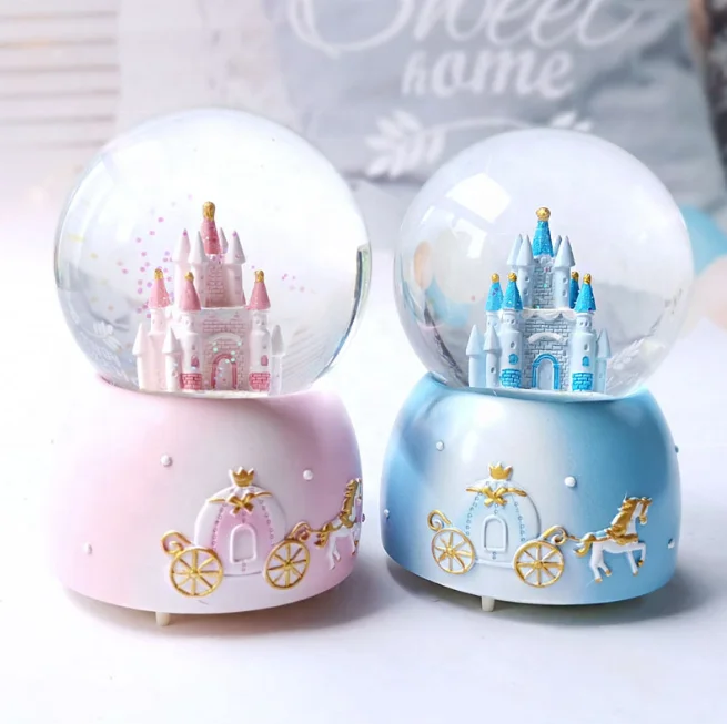 Polyresin Castle Snow Globe Custom Music Castle Snow Globe for Gifts