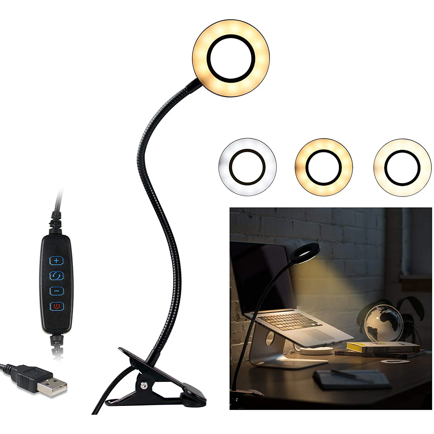 TIANHUA New trendy home Flexible adjustable angle Metal Clip desk lamp clamp led flexible folding reading lamp for study room