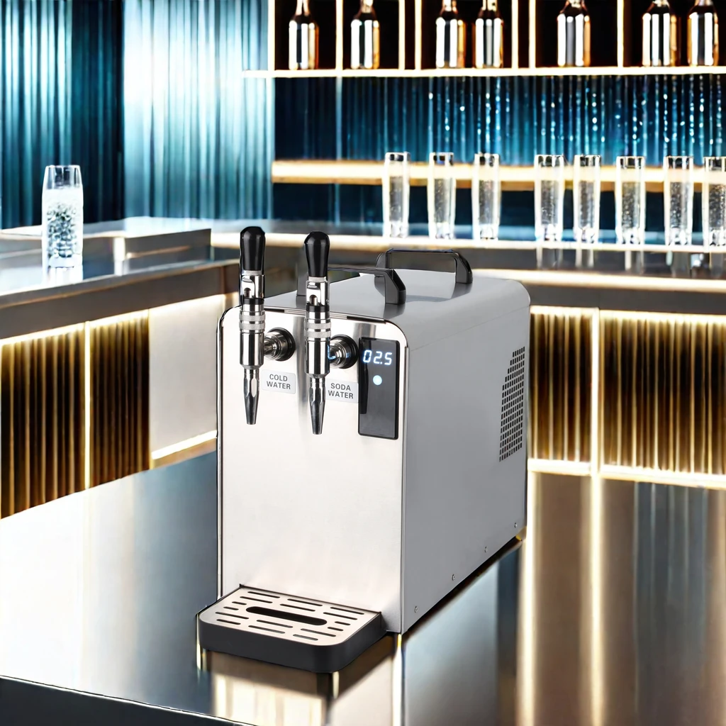 2024 New Design Puretal Stainless Steel Commercial Soda Water Maker Electric Cold Hot Soda Fountain Machine Household Use Stand