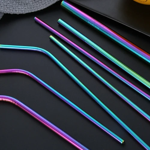 
Amazon hot sale stainless steel straight bent drinking beverage straw for home bar 