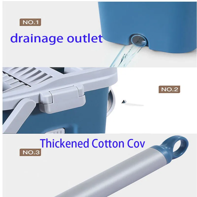 Hand-free household lazy mopping hand-free flat rotating mop dry and wet dual-use  clean mop bucket