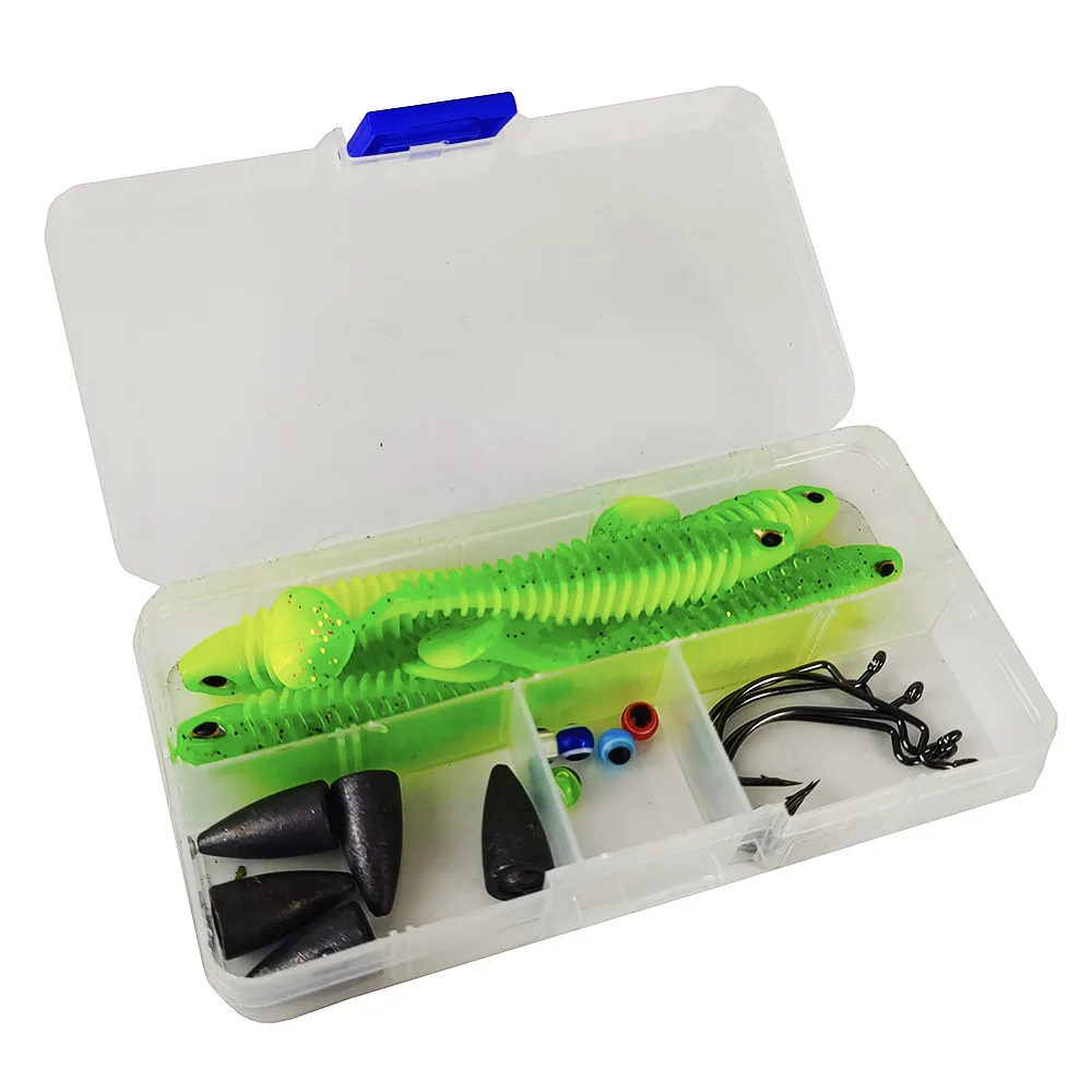 Willfishing  Perch Soft Fishing Lure Kit Soft plastic fishing lure Paddle Tail Swim Baits TEXAS RIG Kit For Bass