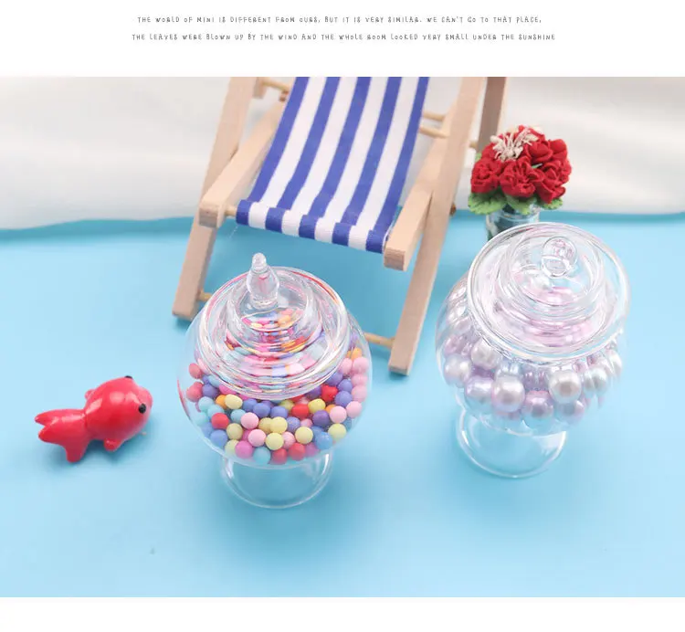 new arrival dollhouse accessories miniature mini empty glass candy jar sugar  pot biscuit jar can for bjd dolls and doll house