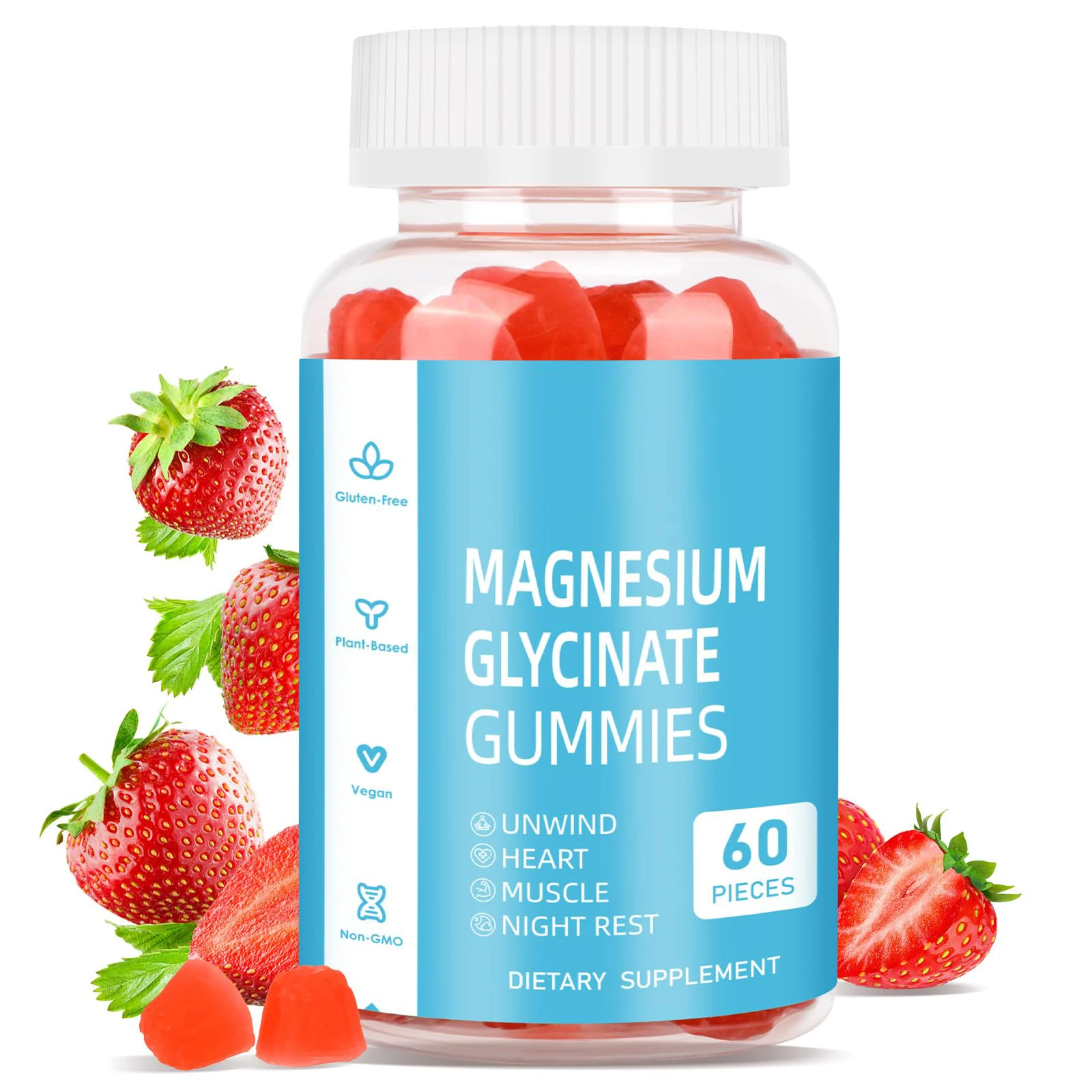 Magnesium Glycinate Gummies400mg, Sugar Free Gummies with Magnesium L Magnesium Supplement Chewable Gummies for Women and Men