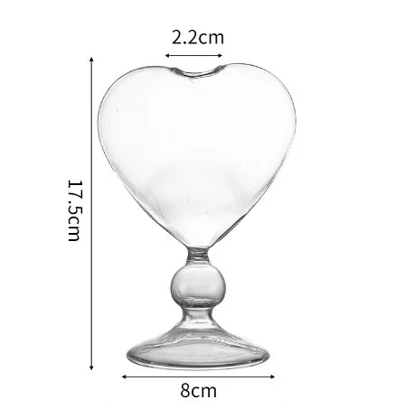 Wholesale Solid Wine Heart-shaped Glass Goblet Cobalt Stemware Portable Vintage Wine Glass Goblet Martini glass