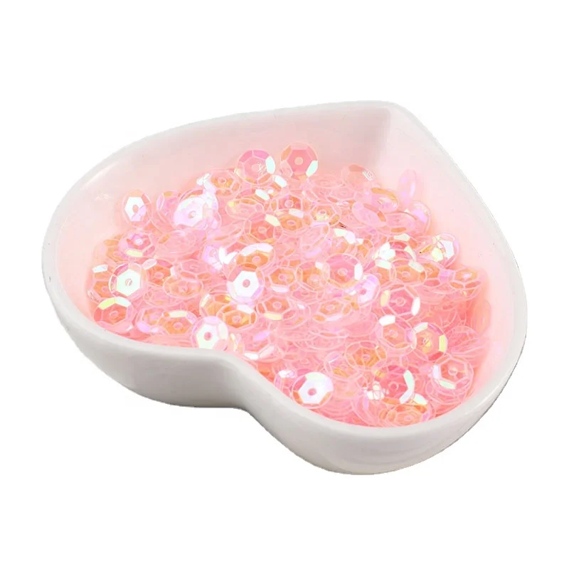 4-6mm Manufacturer High Quality Transparent Round Concave Sequins Iridescent Loose Sequin for Embroidery