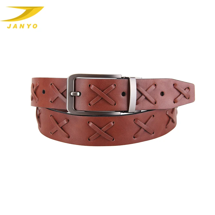 JANYO Newest design top quality buckles casual men braided pu leather belt