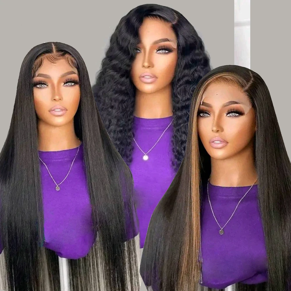 Raw Human Hair HD Wig Vendors 40 Inch Human Hair Full Lace Front Wig 13X6 HD Glueless 360 Lace Frontal Water Wave Human Hair Wig