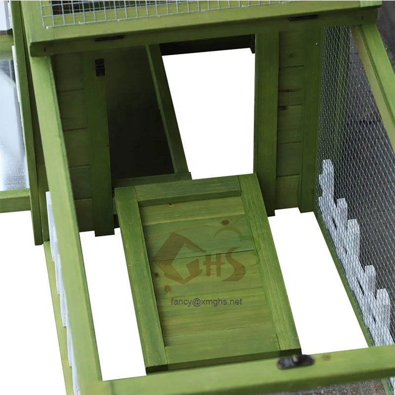 middle size customized fast delivery green and white fir wood cedar metal wire rabbit hutch small animal cages