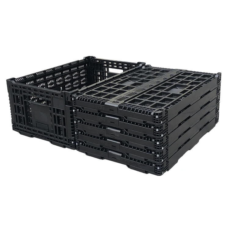 HAOSEN Factory wholesale Large Capacity HDPE, PP Collapsible Plastic Crate Mesh Design Vegetable Milk Egg Food Box for Sale