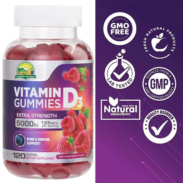 2024 Vitamin D3 Gummies for Bone and Immune System Support Multiple Fruit Flavored Options OEM Private Label