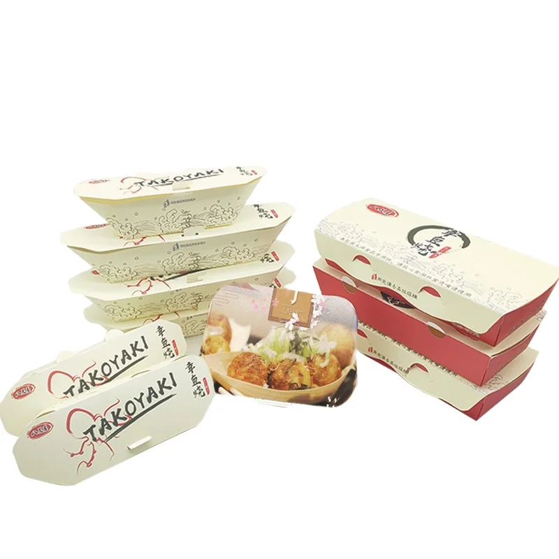 Disposable take out packaging to go japanese food takoyaki paper box