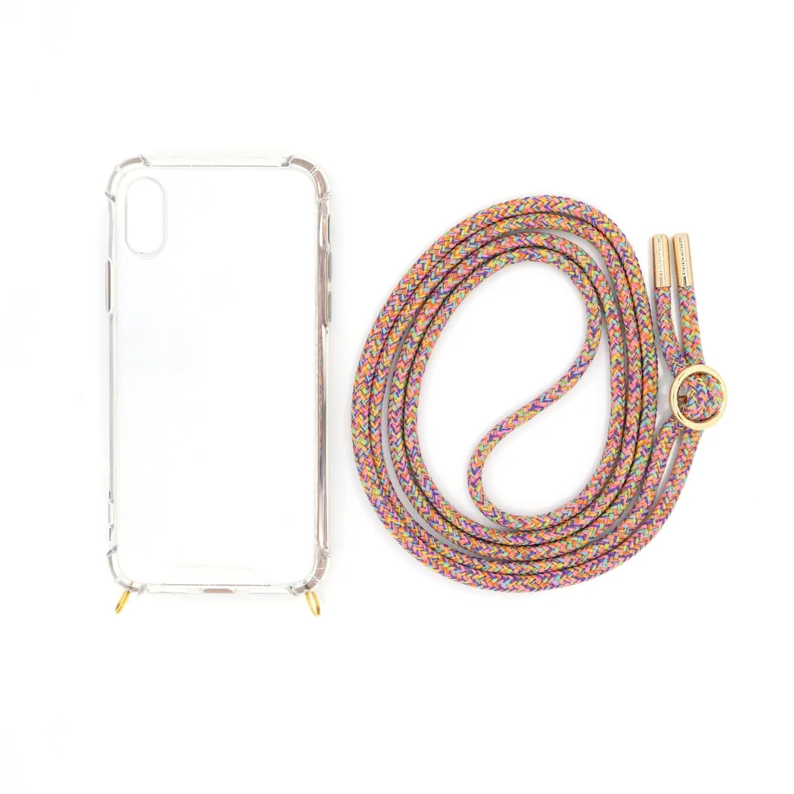 Custom Lanyard  Mobile phone chain cover with exchangeable cord to hang around mobile phone strap to change in silver or gold