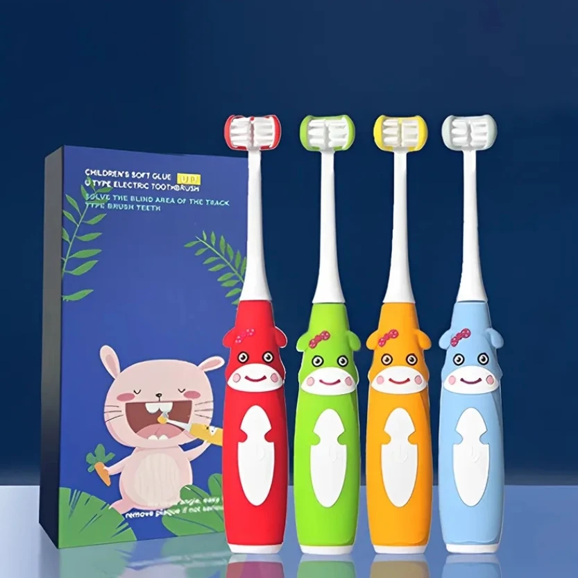 Sonic Fully Enclosed Rechargeable Smart Electric Toothbrush for Kids Cartoon-Encased Automatic Oral Care for Babies