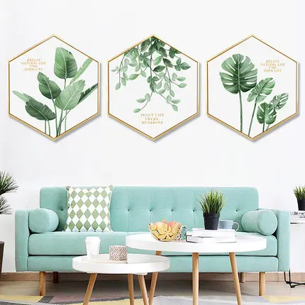 Nordic Style Beautiful Plant Wall Art Green Decor Painting Custom Painting Canvas Print Art oil painting seven wall arts