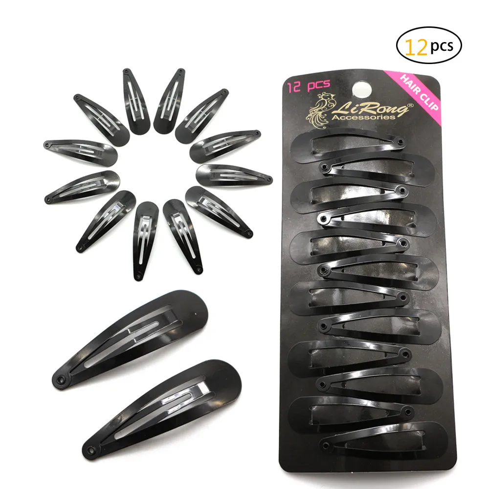 
Lirong Snap hair clips metal grips 5cm/2in basic hair accessories (Solid Black) 