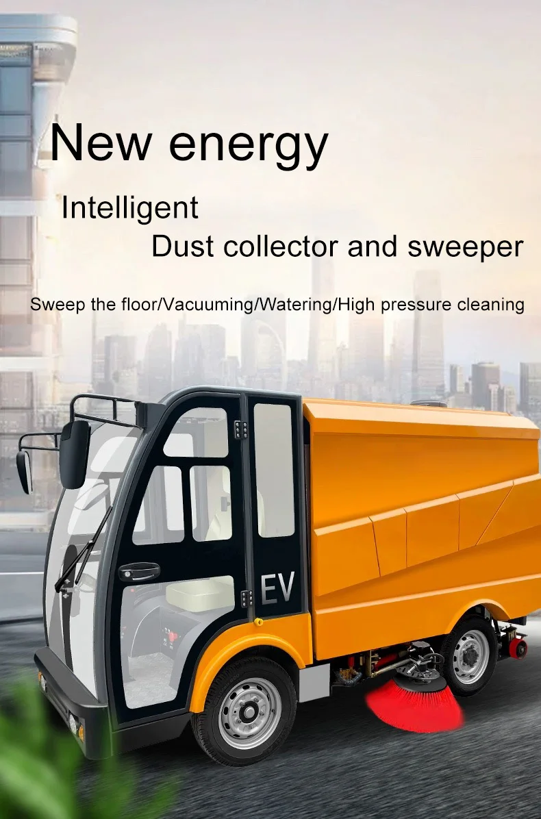 Road Sweeper Truck 4 Wheel Electric Power Sweeper Street Floor Dust Cleaning Machine Industrial Ride On Floor Sweeper