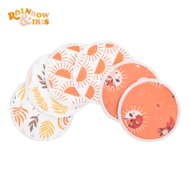 New Arrival Rainbo&Iris 6pcs Pack Organic Washable Bamboo Nursing Breast Pads with Artistic Patterns