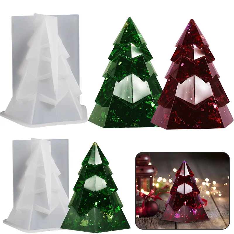 Factory Wholesale DIY 3D Handmade Christmas Tree Silicone Mold for Plaster Gypsum Resin Epoxy Candle