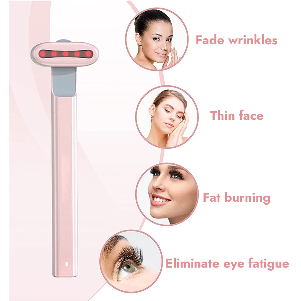 Synogal manufacturer EMS facial massage wand vibration LED therapy eyes face neck lifting massager