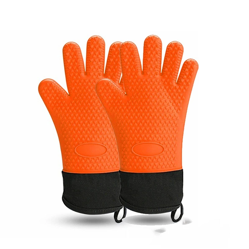Heat Food Grade BBQ Baking Oven Gloves Silicone Microwave Gloves Oven Silicone Oven Mitts for Kitchen Cooking