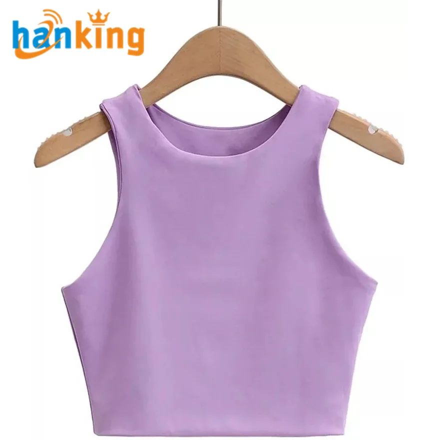 Ehanking Women Sexy Slim Tops O-neck Sleeveless Ladies Good Quality Double Nylon Tank Tops Summer Fashion Ladies Clothing Vest