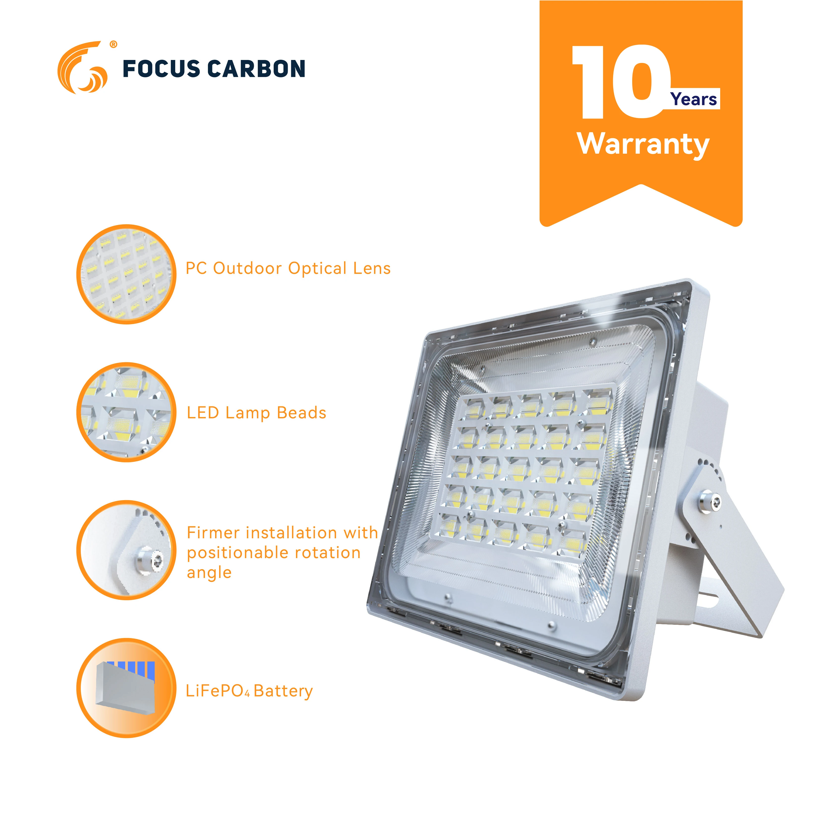 High Lumens Solar Lamp 10 Years Warranty 100W 200W 300W 400W LED Solar Flood Light