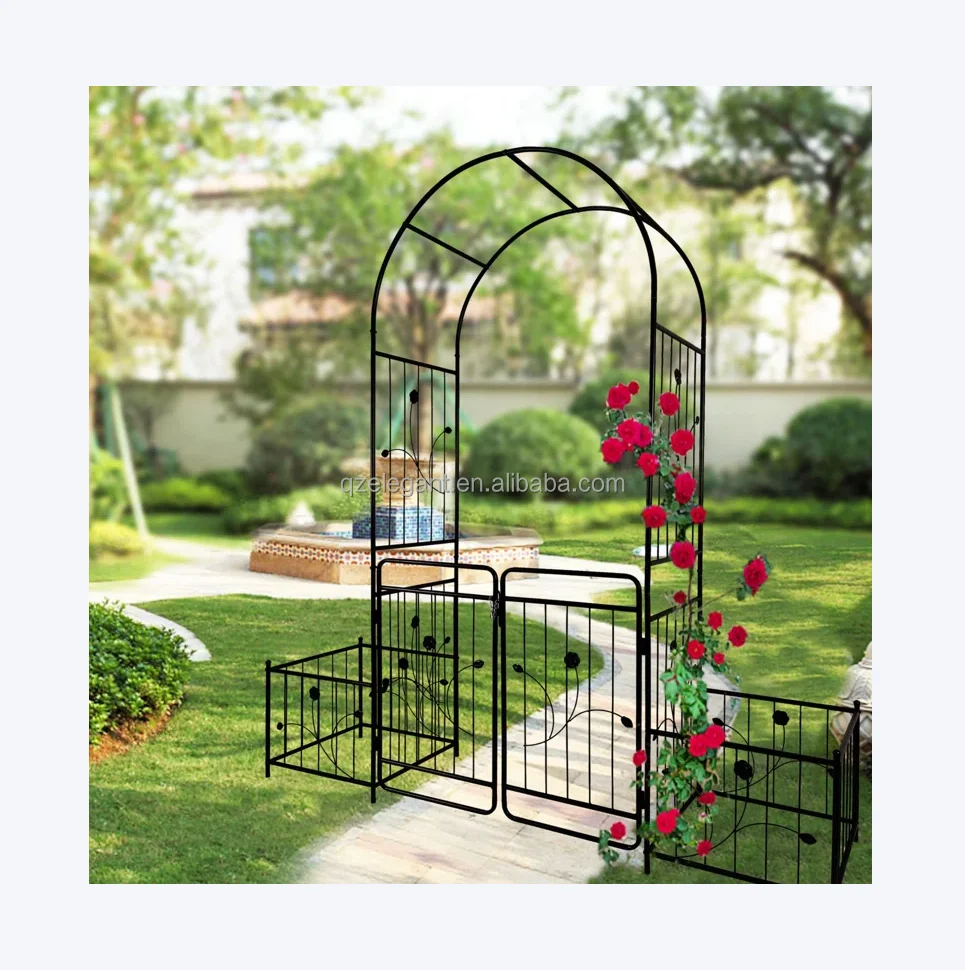 metal wrought iron arch metal garden arbor trellis arch with planter box