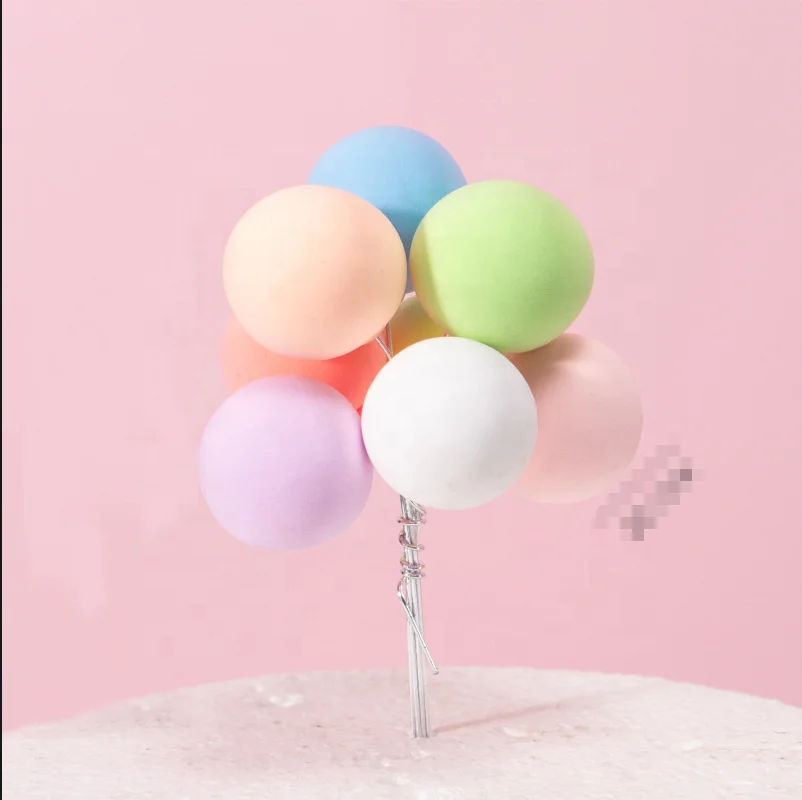 Mini Balloon Cake Toppers Colorful Cake Topper Round Clay Balls Cupcake Toppers for Kids Birthday Baby Shower